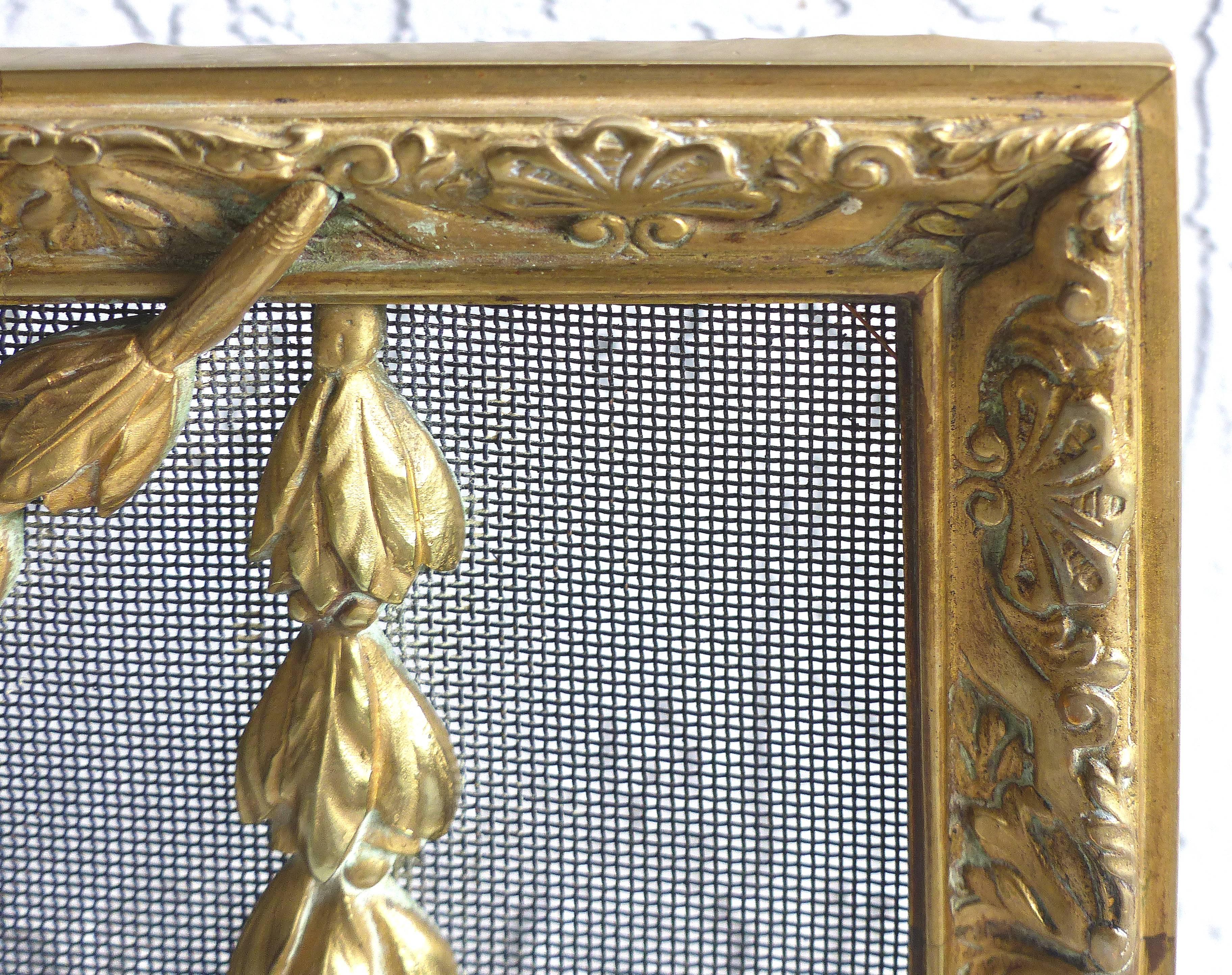 1920s French Art Deco Figural Brass Firescreen 3