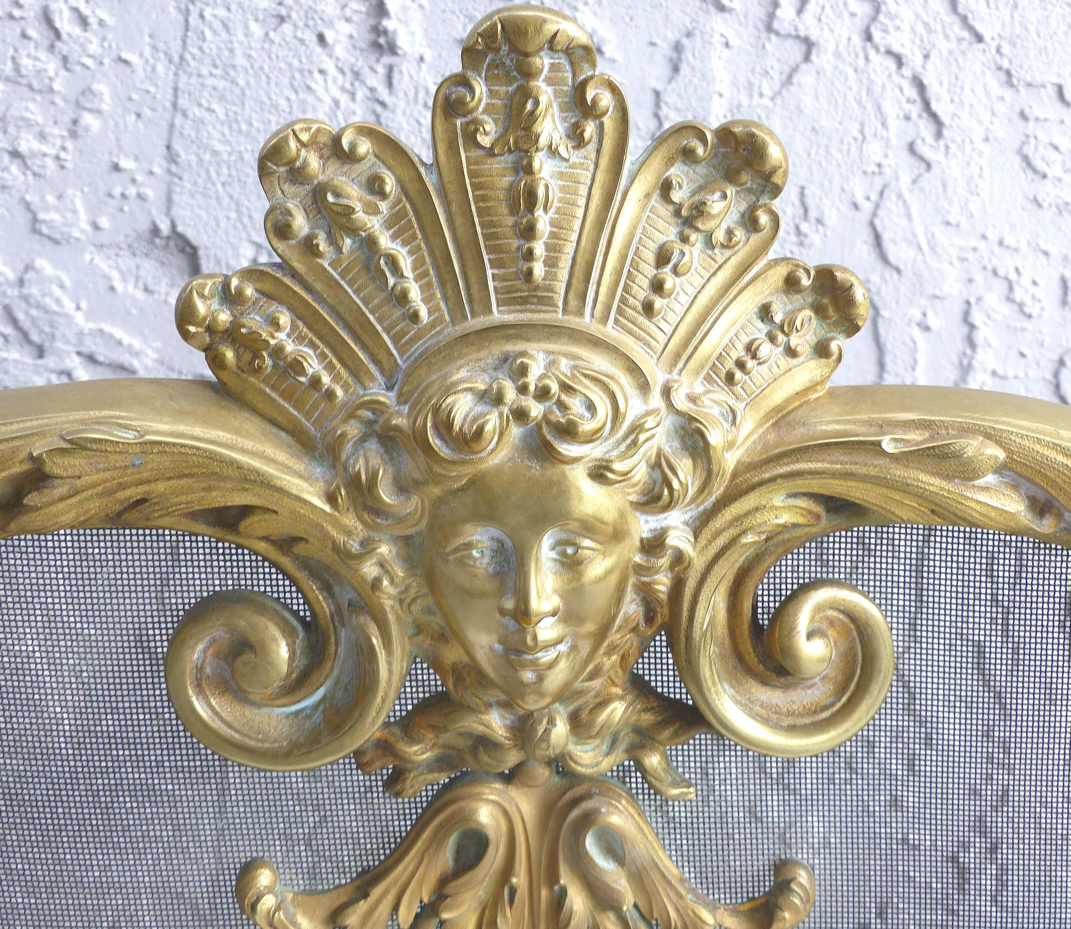 1920s French Art Deco Figural Brass Firescreen 4