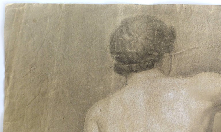 Paper Late 18th Century Graphite and Pastel Drawing of a Male Nude Artist Study For Sale