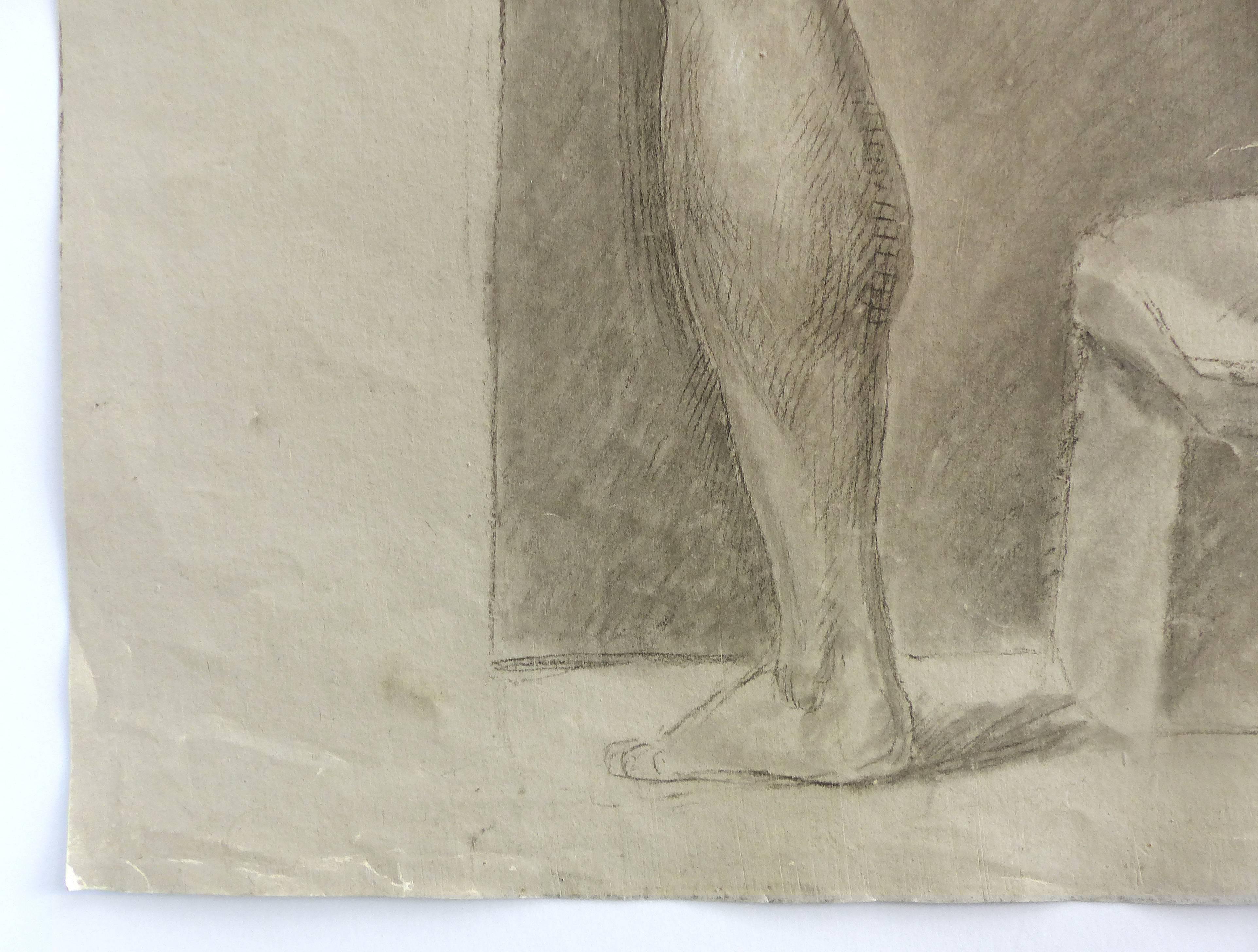 Late 18th Century Graphite and Pastel Drawing of a Male Nude Artist Study 1