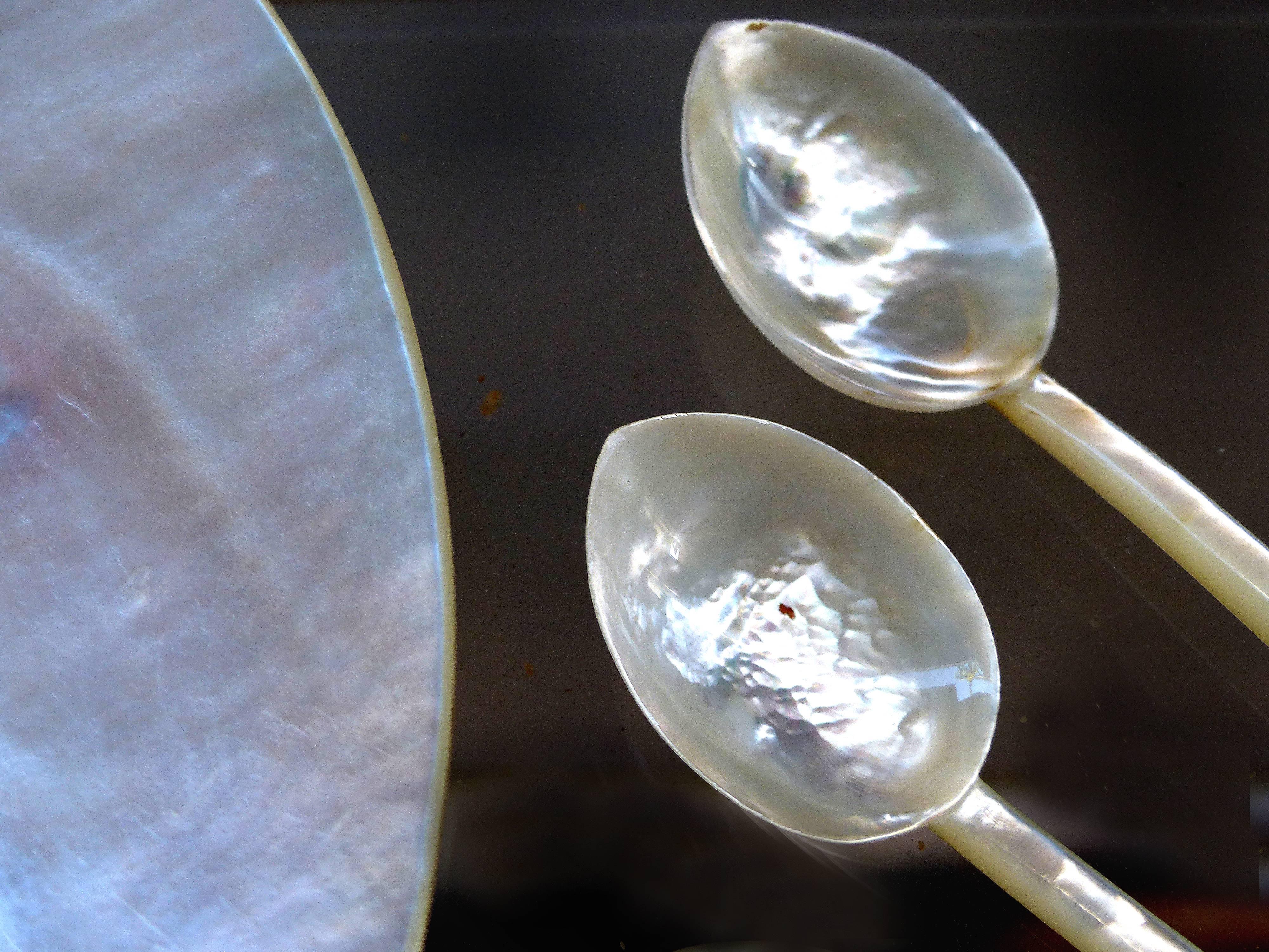 Mid-Century Modern Mother-of-pearl Caviar Eight-Piece Serving Set