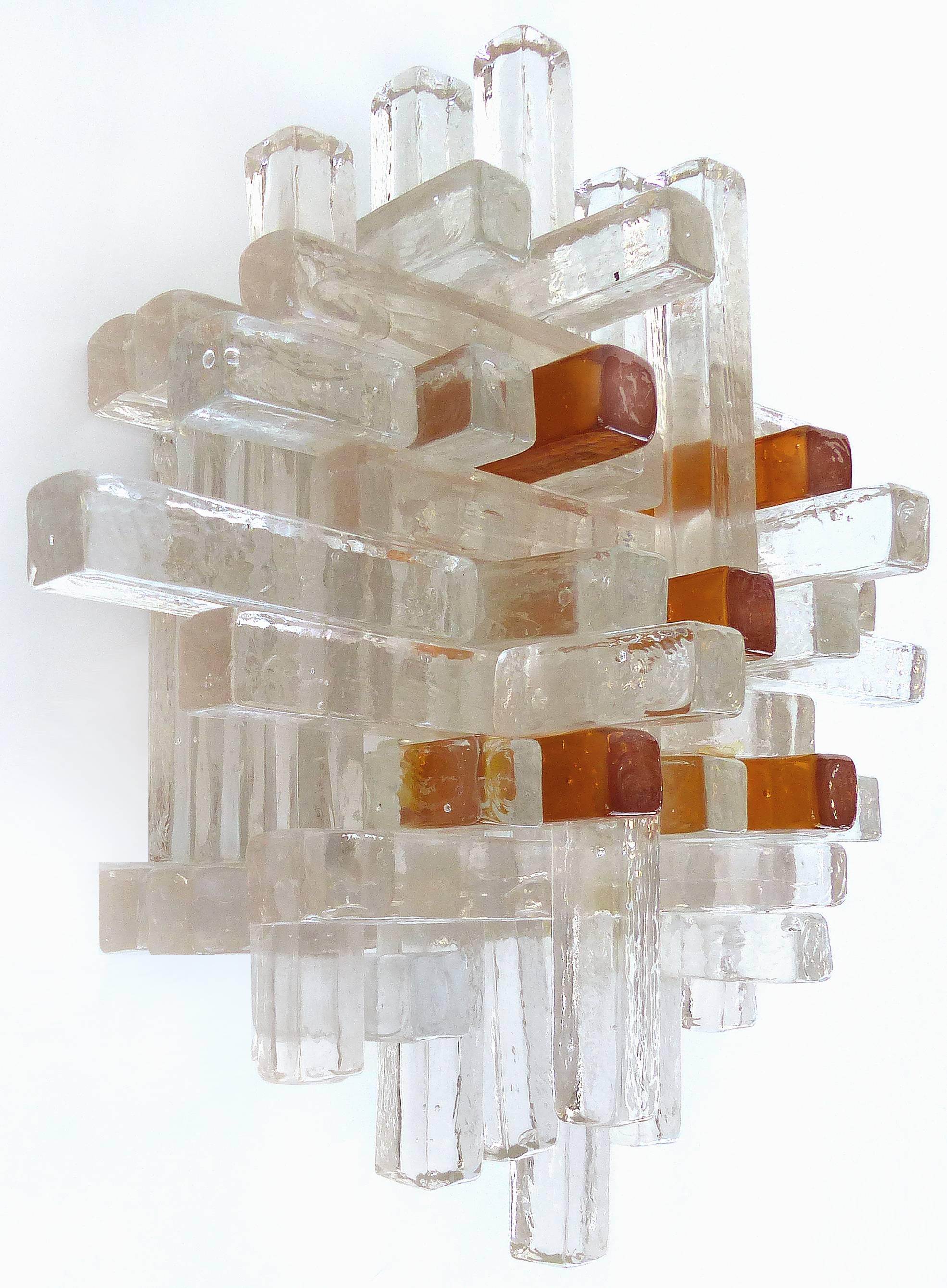 Italian Pair of Mid-Century Modern Art Glass Wall Sconces by Poliarte of Italy