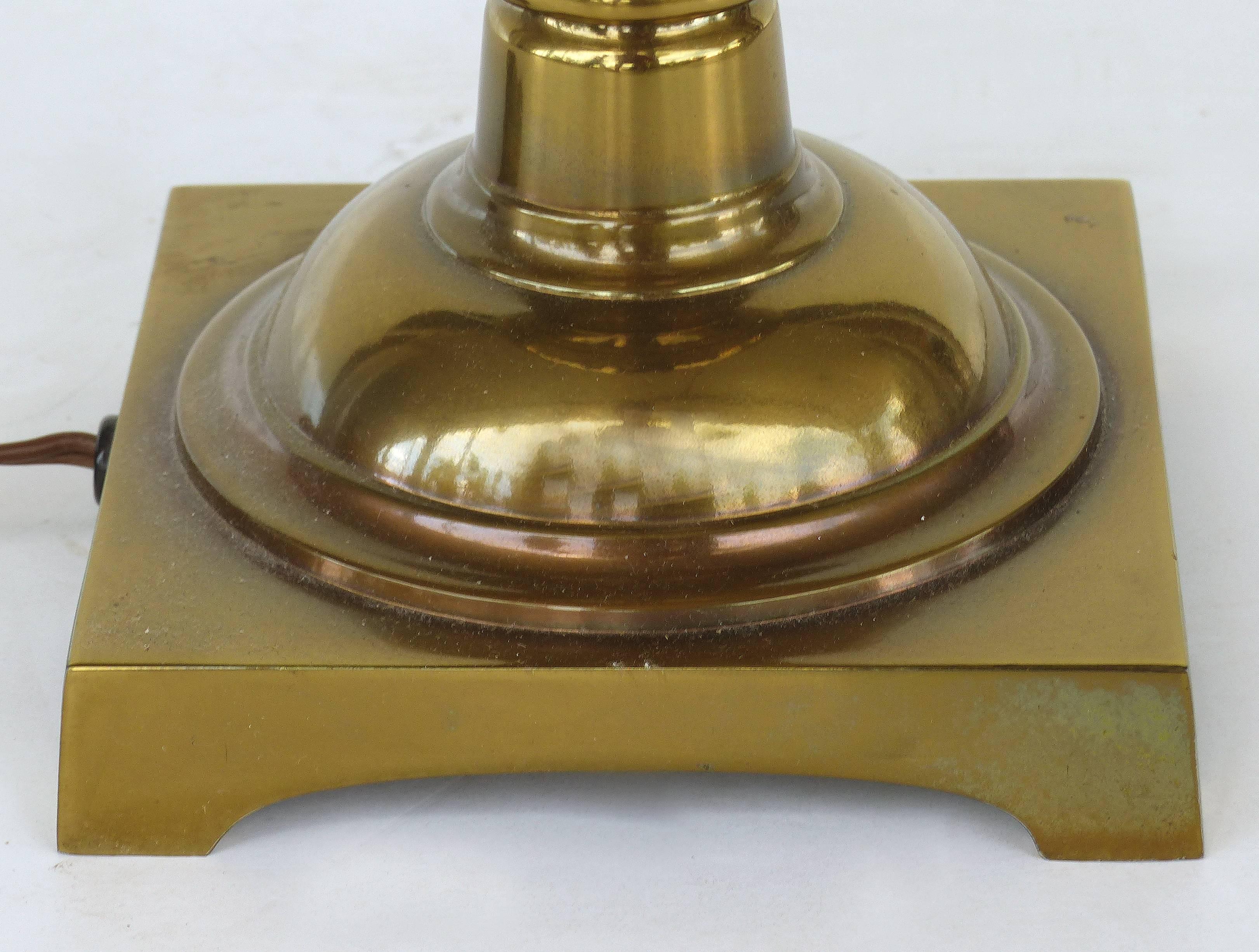 Mid-Century Modern Pair of Stiffel Brass Table Lamps with Original Stiffel Shades