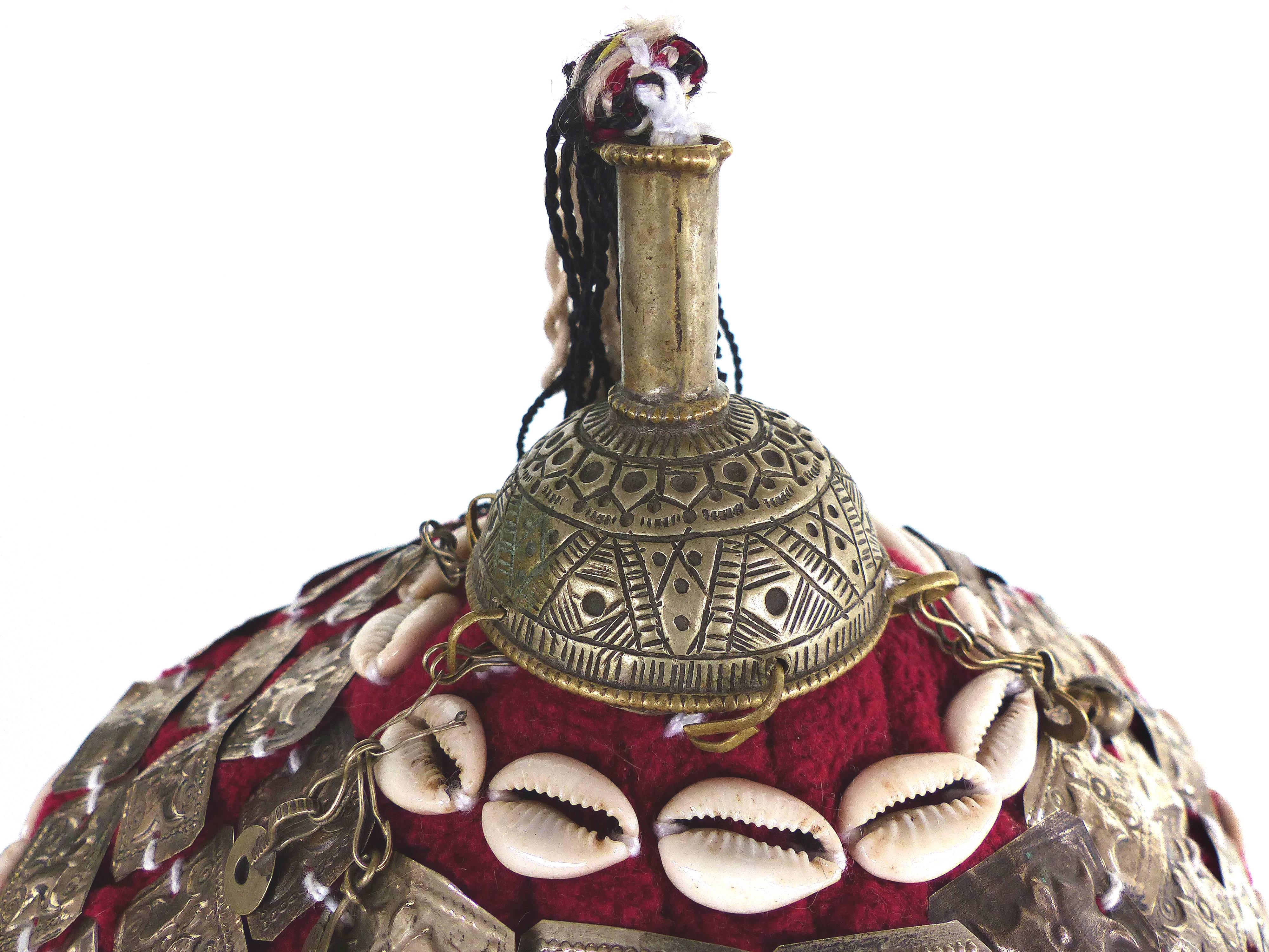 Tibetan 20th Century Turkmenistan Wedding Headdress on Stand