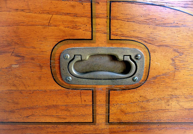 20th Century Campaign Style Desk with Tambour Doors on Crossed Wood Bases by John Van Koert