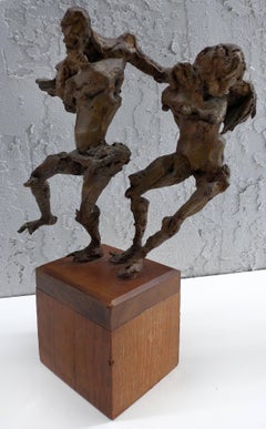 Linda Goodman Brutalist Bronze Figurative Sculpture