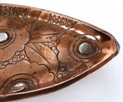 Mid-Century Modern Copper and Applied Silver Tray by Victoria of Taxco, Mexico