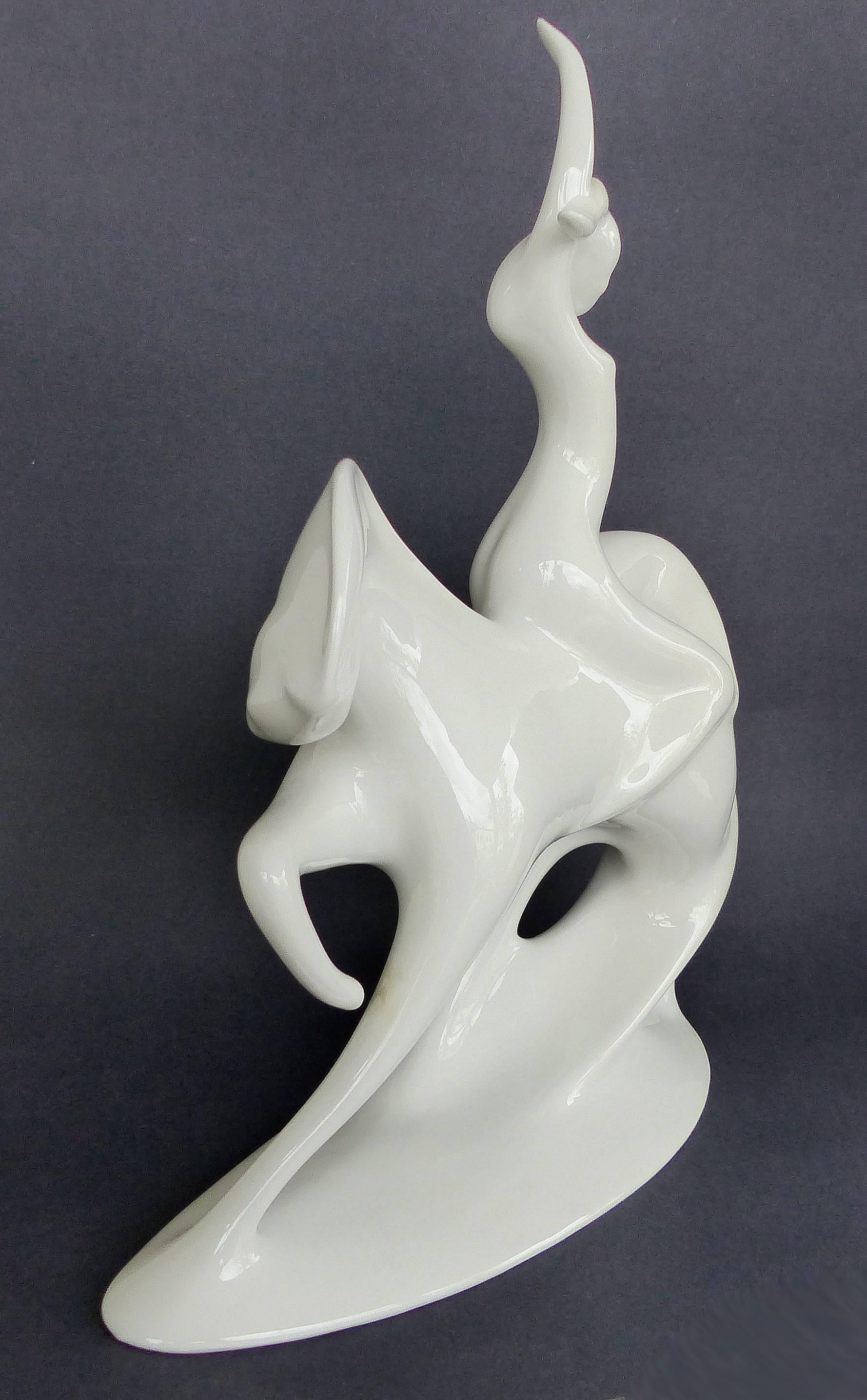 Mid-Century Modern Lady Godiva by Jaroslav Jezek, Pinotal Design, Royal Dux, Czechoslovakia, 1958