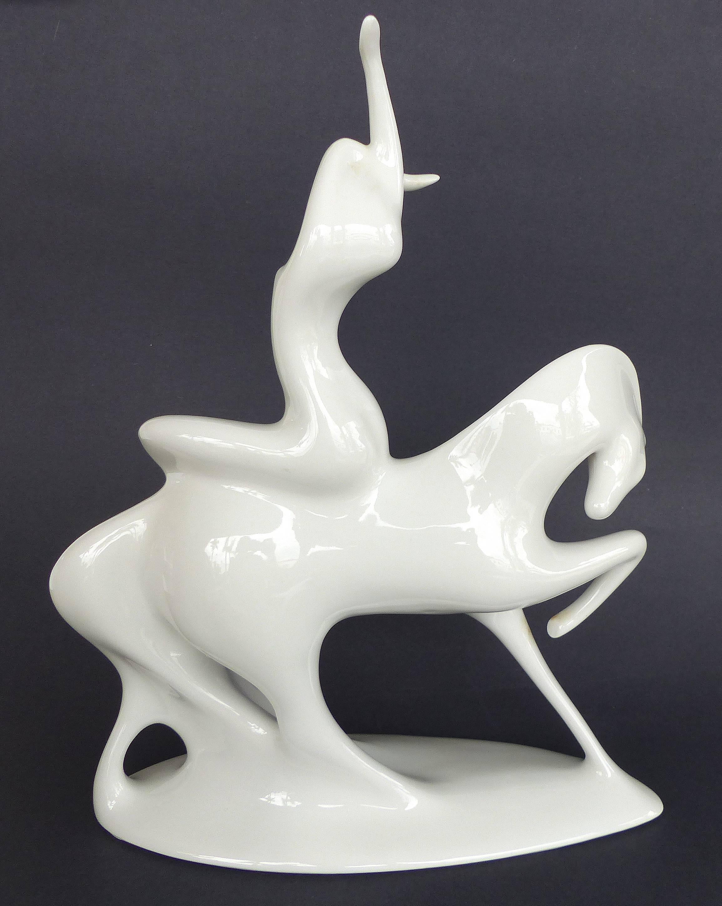 Lady Godiva by Jaroslav Jezek, Pinotal Design, Royal Dux, Czechoslovakia, 1958

Offered for sale is a 1958 Mid-Century Modern 