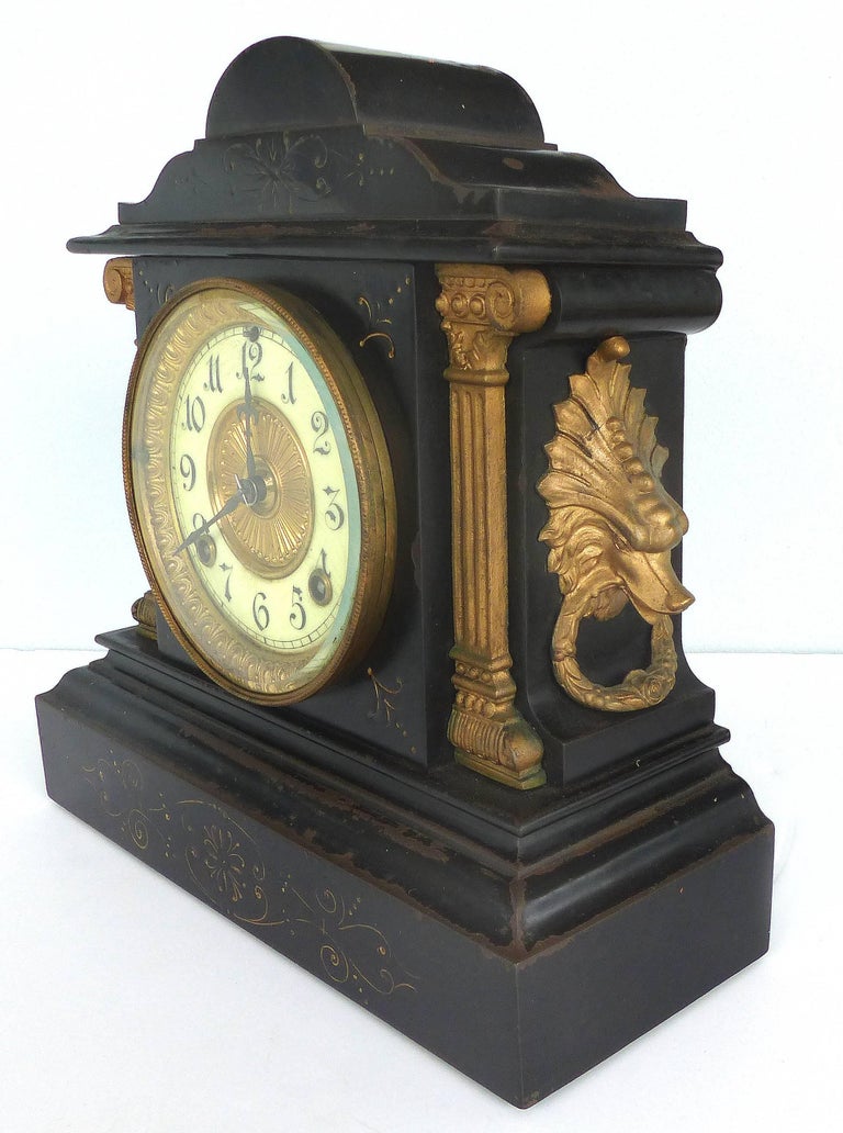 Victorian Ansonia Clock Company Mantel Clock with Bronze Mounts Dated 1882 For Sale at 1stdibs
