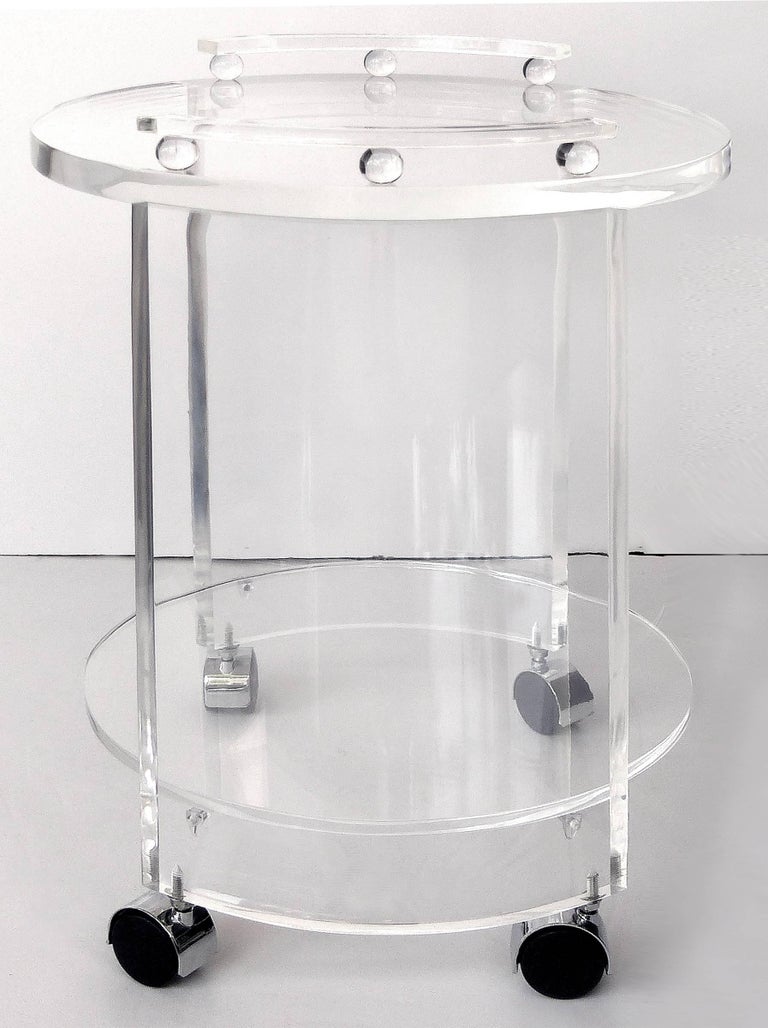 Round Lucite Bar Cart on Casters For Sale at 1stDibs