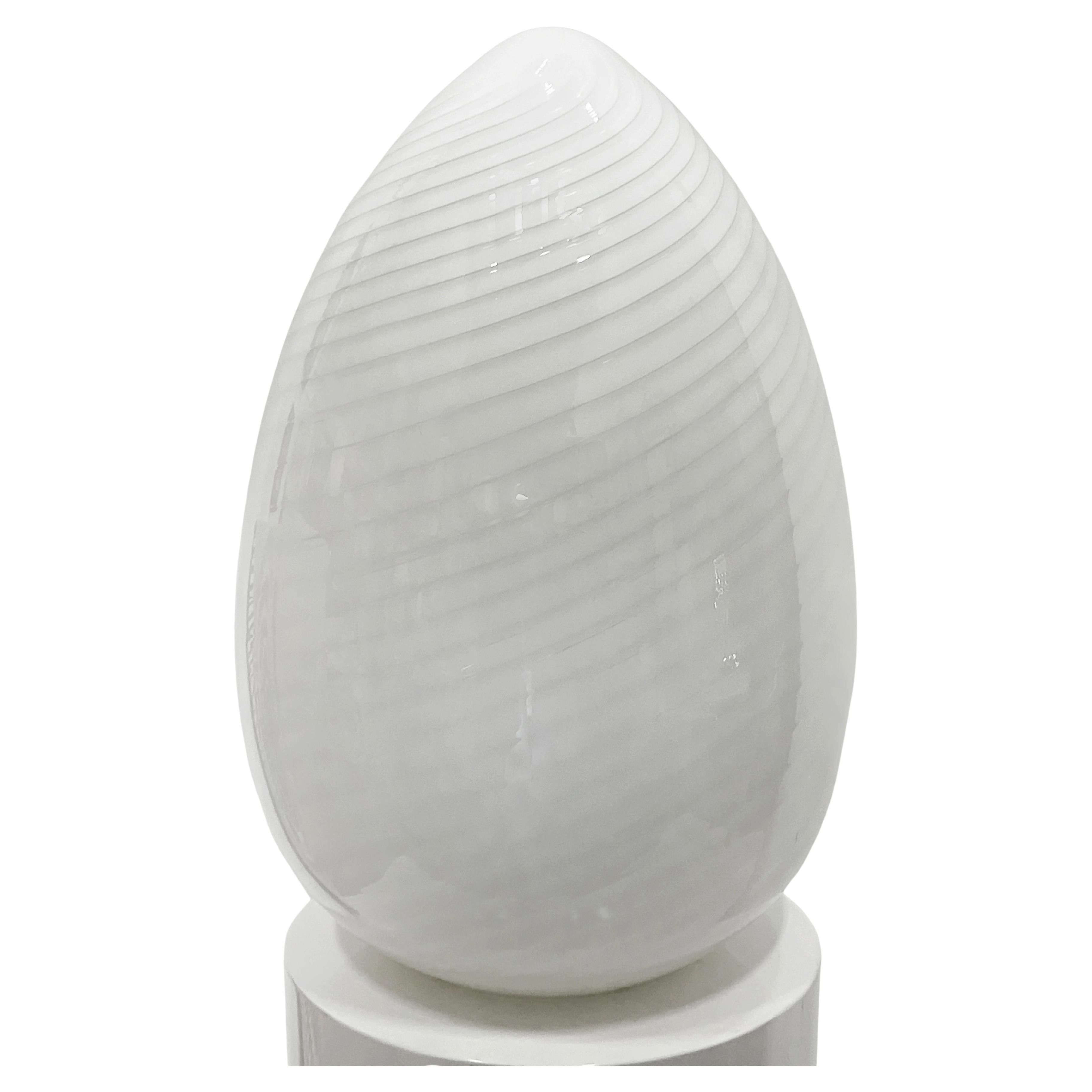 Vintage Oversized Vitri Murano Swirled Egg Table Lamp