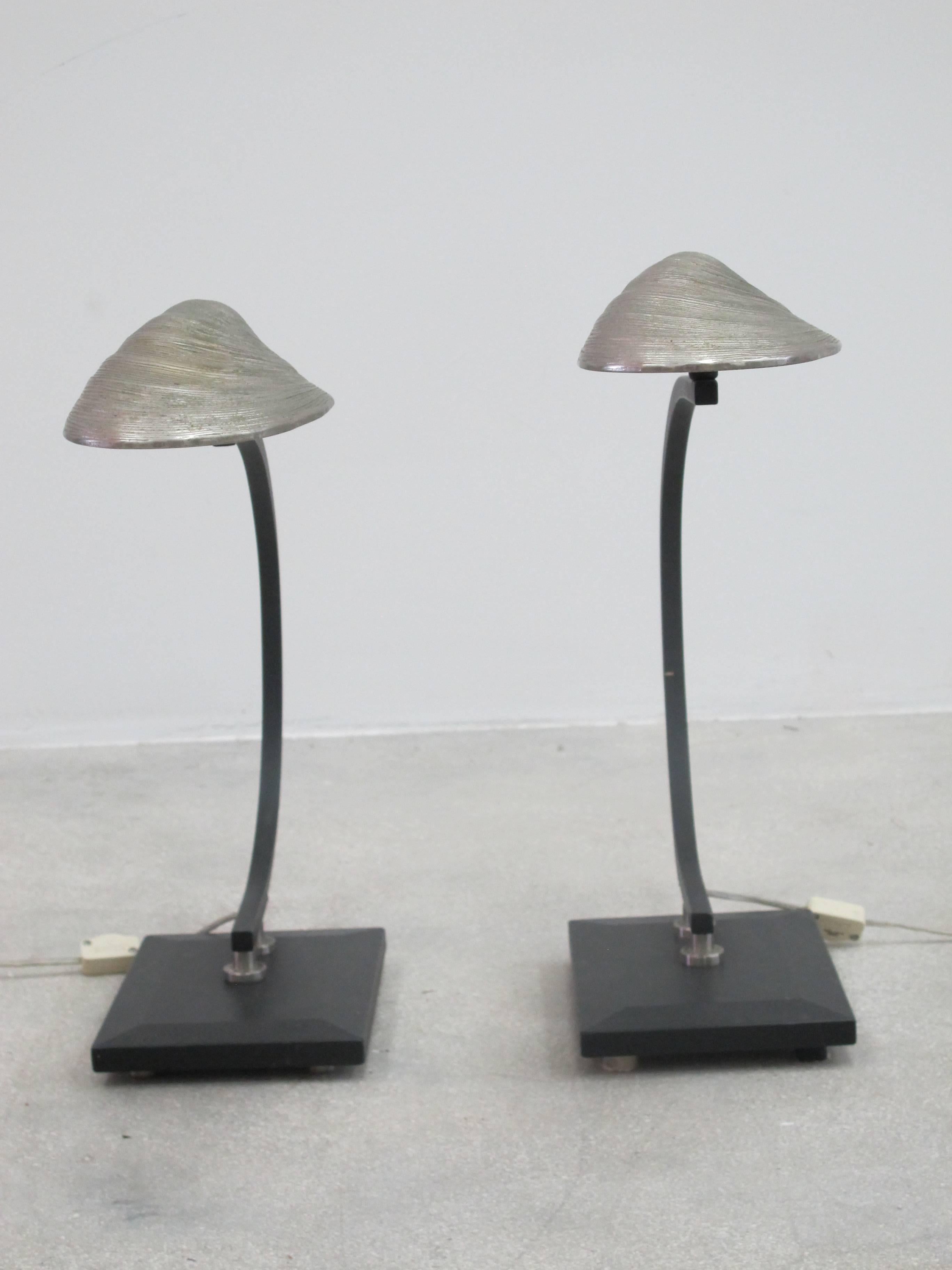 North American Arthur Court Style Clam Shell Table Lamps, a Pair  For Sale