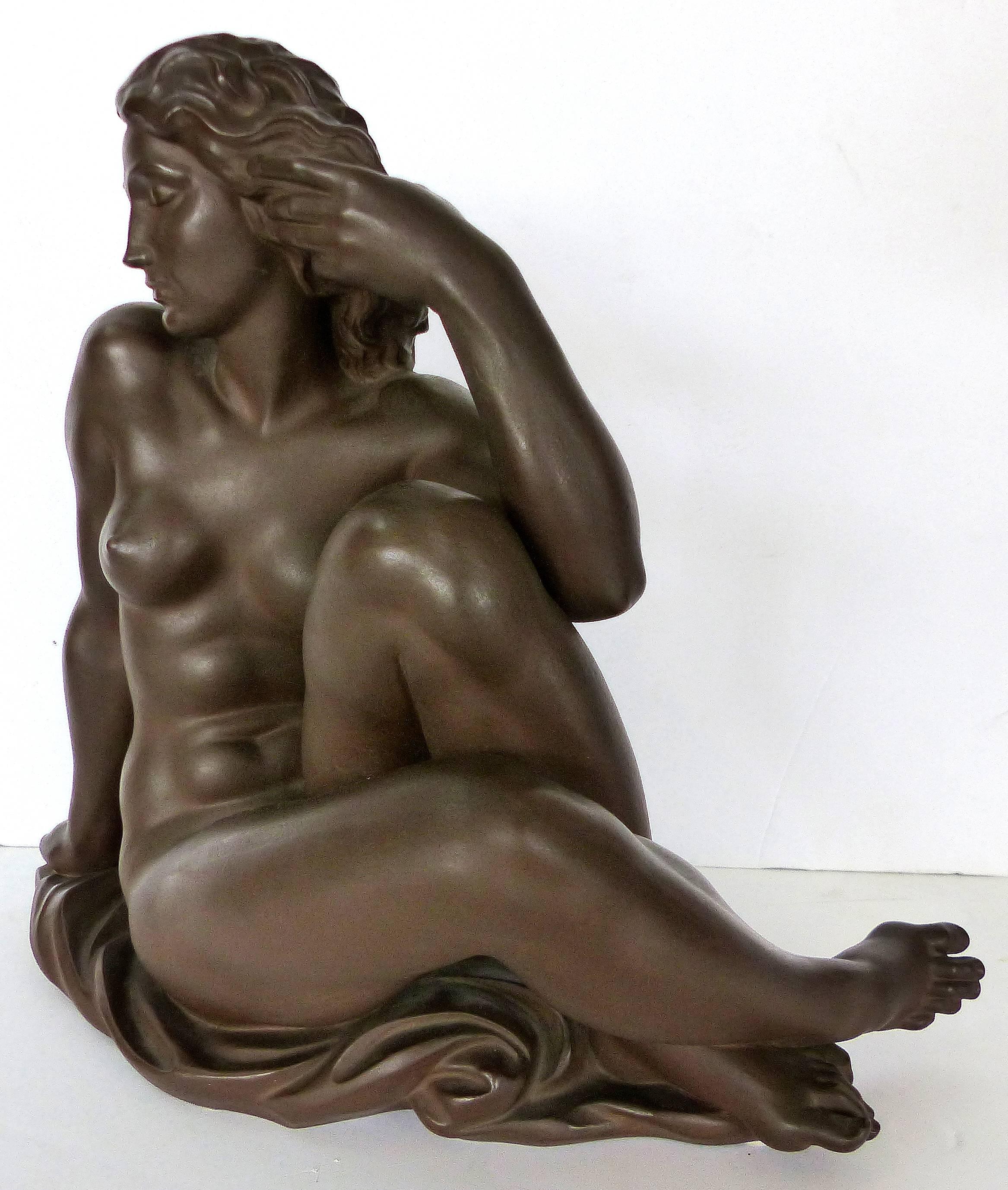 

$2,295.

Meissen Bottger Steinzegg stoneware figure Die Sinnende (Musing Girl) by Robert Ullmann, Austrian (1903-1966). Depicts a nude woman with flowing hair; impressed, 