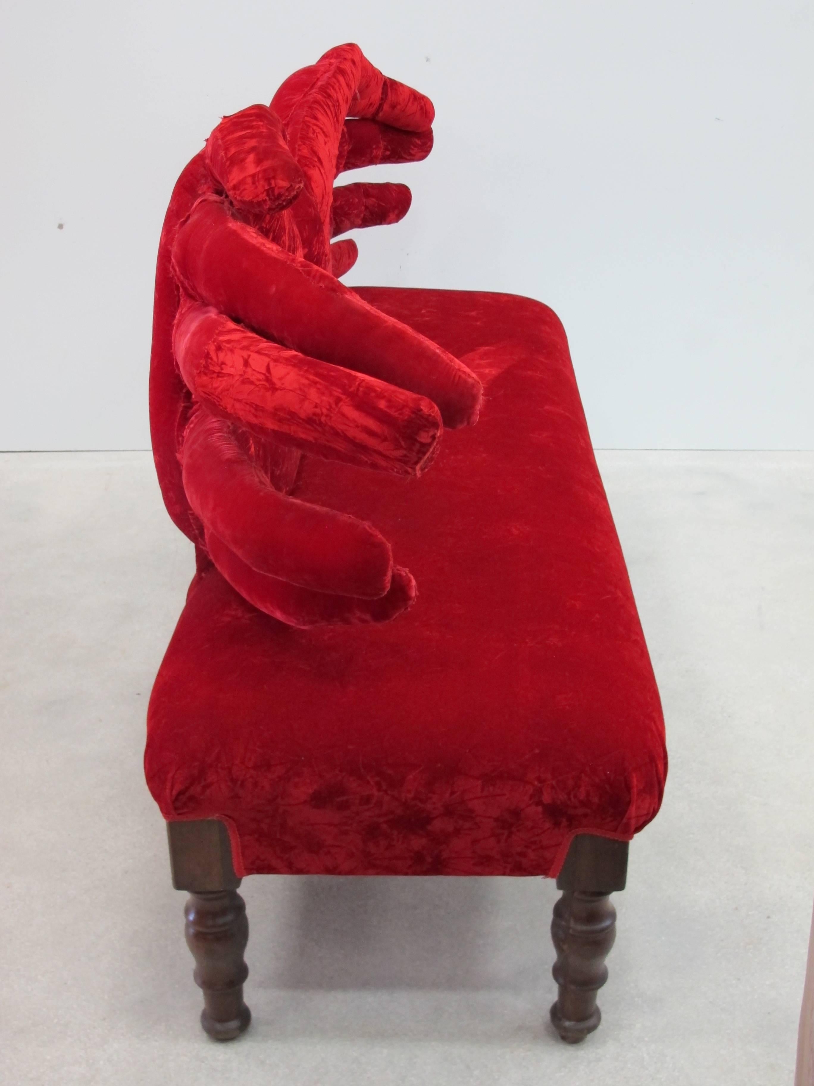 Modern Two Handed Red Velvet Sofa by Carla Tolomeo, b. 1945, Italy