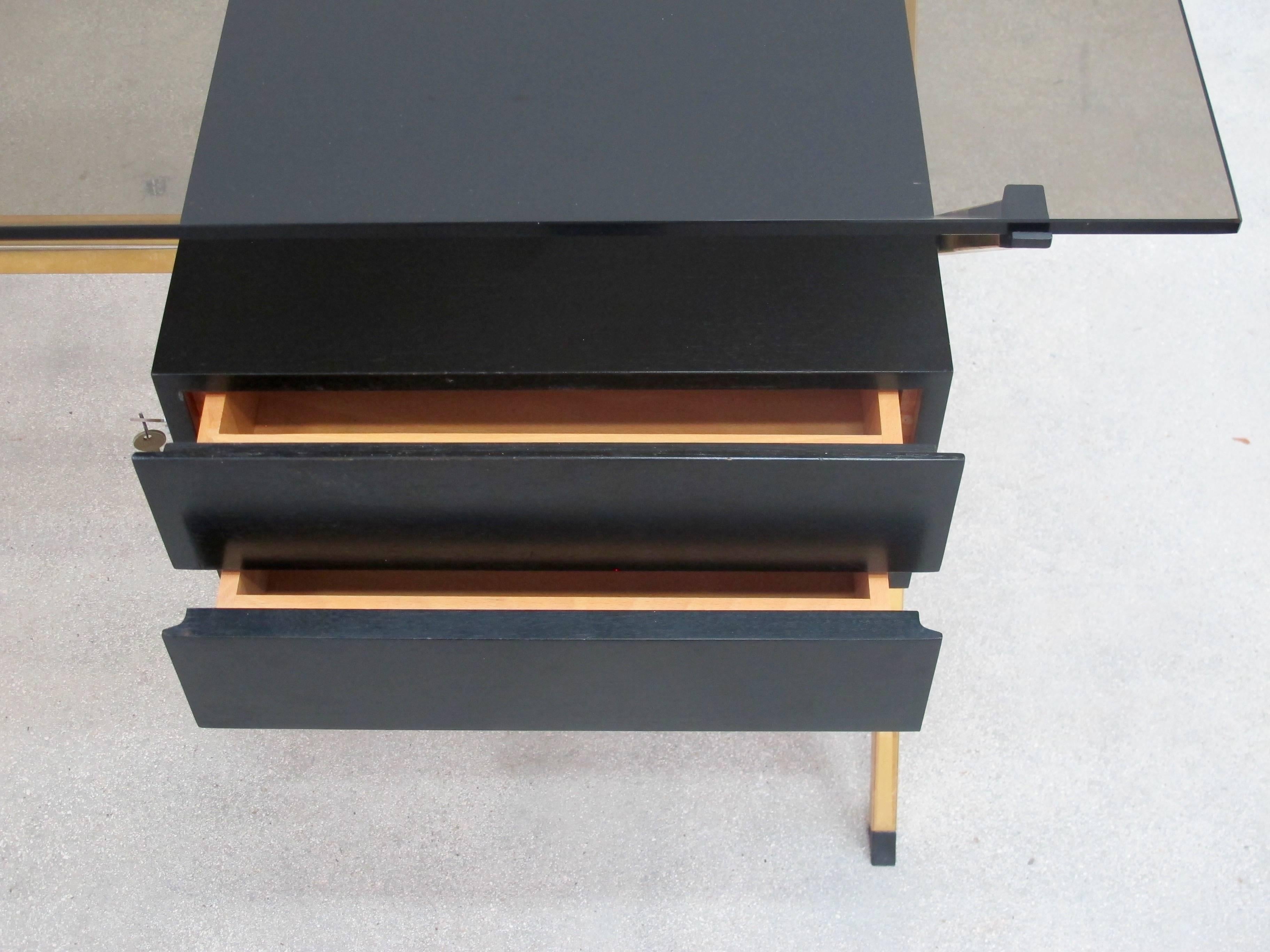 1970 Franco Albini Brass and Ebonized Wood Desk for Knoll 1