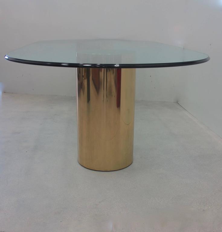 Gilt Brass Pedestal Table in the Manner of Mastercraft at 1stDibs
