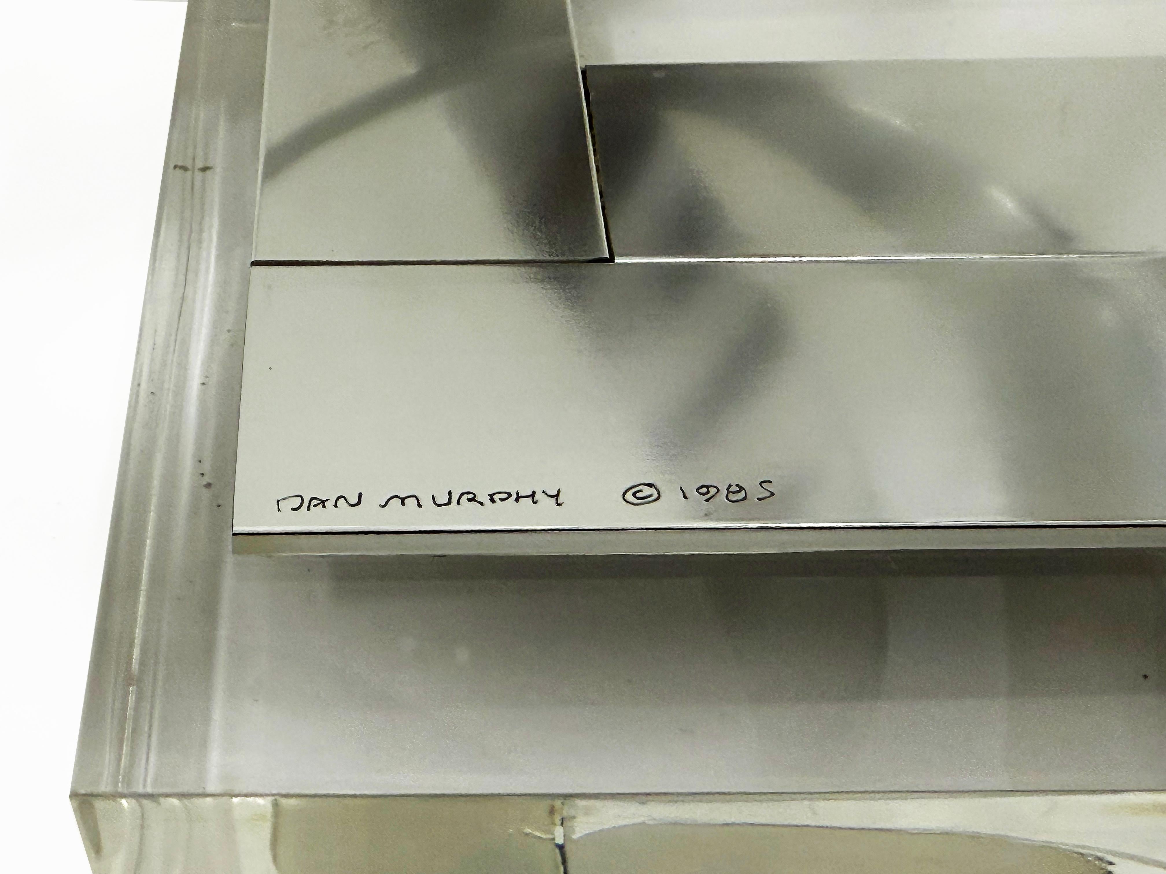 Dan Murphy 1985 Abstract Ribbon Sculpture on a Lucite Base In Good Condition For Sale In Miami, FL
