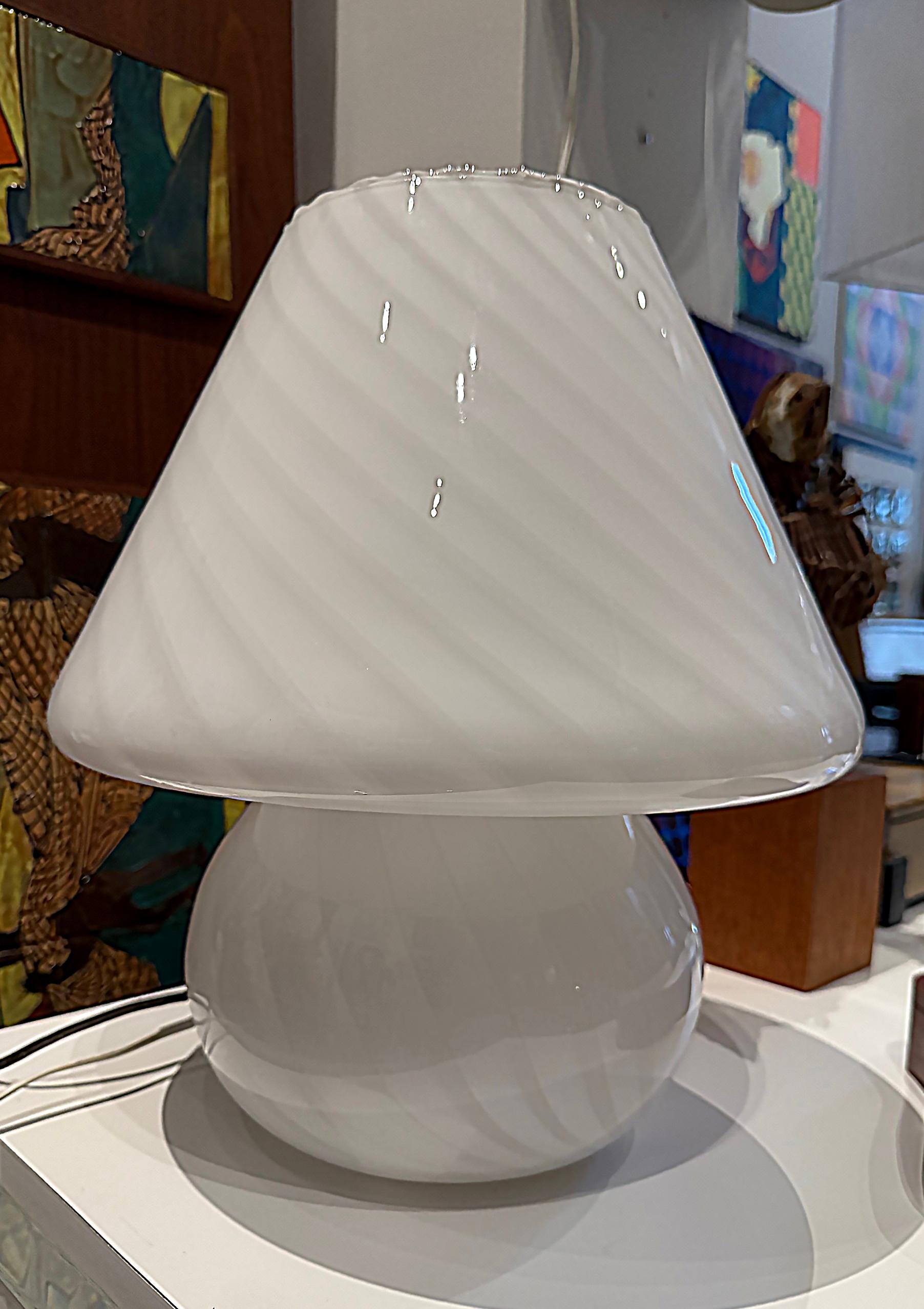 Mid-Century Modern Mid-century Vitri Swirled Blown Murano Glass Table Lamp For Sale