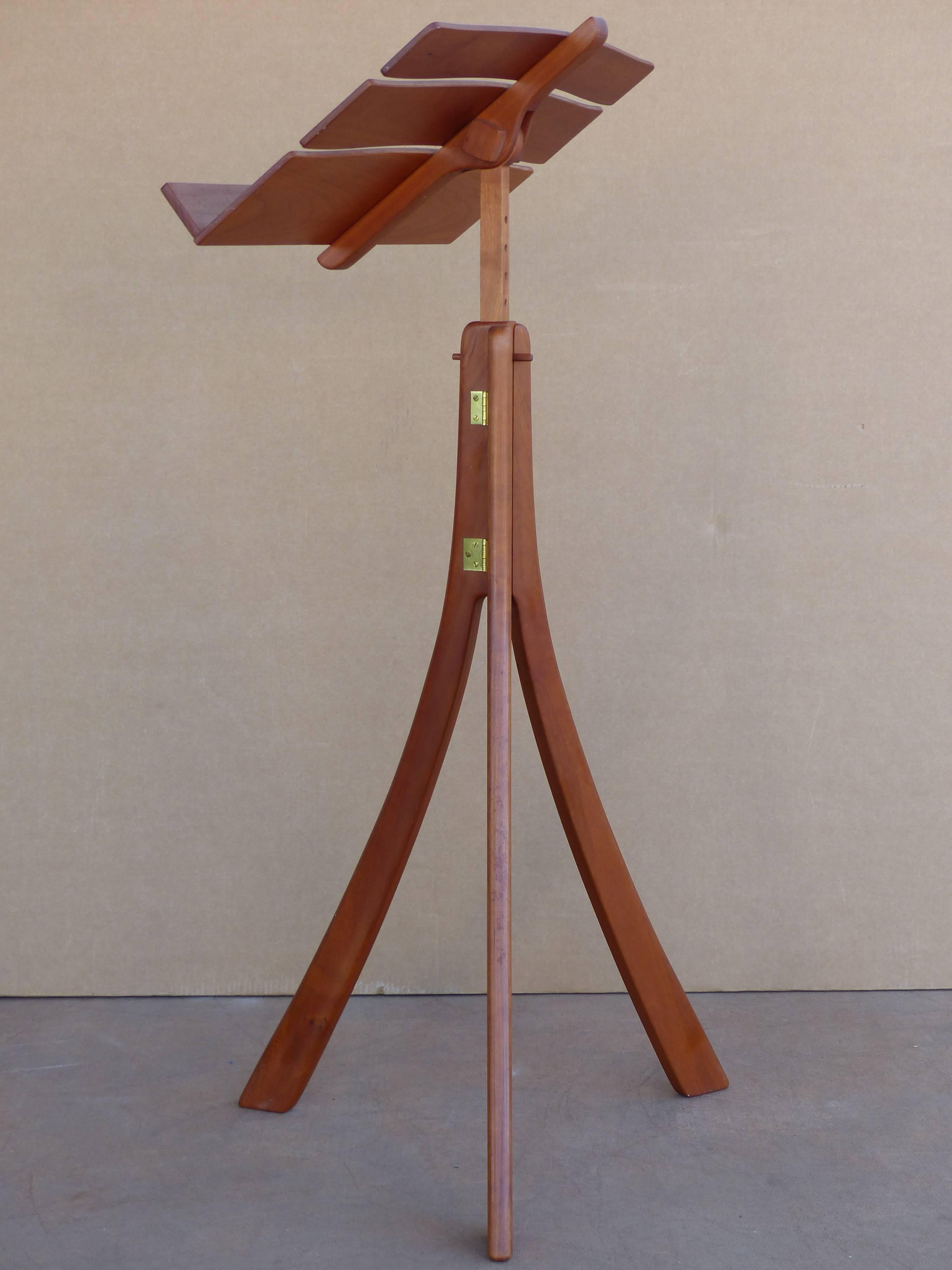 Adjustable Walnut Signed Studio Crafted Music Stand In Excellent Condition In Miami, FL