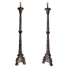 Heavy Traditional Spanish Colonial Revival Style Floor Lamps, Pair