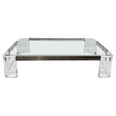 Vintage Lucite and Chrome Coffee Table in Karl Springer Style