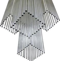 Gaetano Sciolari Brass and Glass Rod Pendant Light Fixture