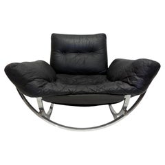Space Age Lennart Bender Chrome and Leather Lounge Chair, "Apollo"