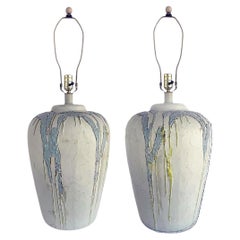 Vintage Studio Ceramic Table Lamps with Great Textures, Pair