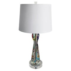 1960s Flavio Poli Blown Murano Glass Lamp with Lucite Base