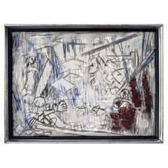 Fritz Wilhelm Faiss Peinture expressionniste abstraite sur carton, 1980