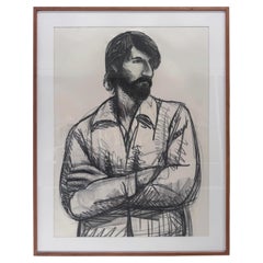 Gran Autorretrato de Harley Francis Dibujado con carboncillo y óleo en barra