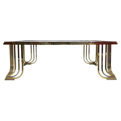 Bianci Firenze 1970s Italian Brass and Chrome Coffee Table with Glass Top