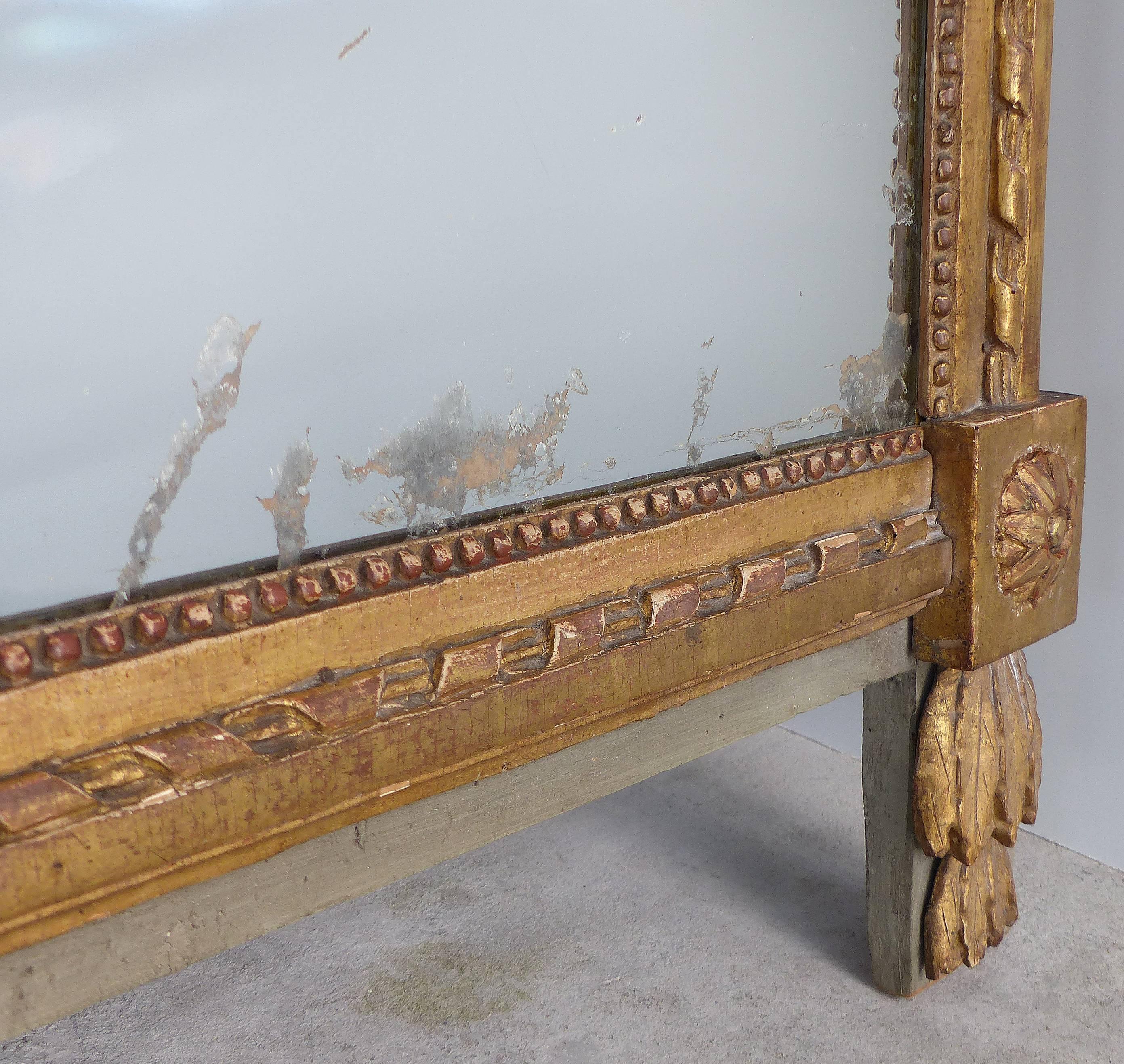 Large Early 19th Century Carved Giltwood Mirror 3