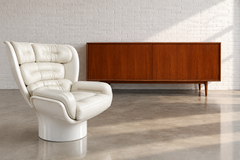 Chaise pivotante Joe Colombo Elda, Fratelli Longhi, cuir blanc, 3 disponibles
