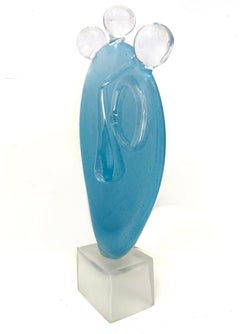 Large Vintage Blown Art Glass Abstract Face Sculpture