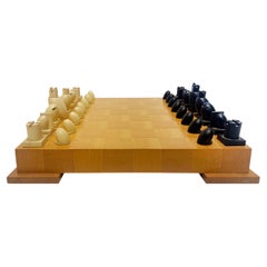 Vintage Post Modern Michael Graves Chess Set, Maple Board