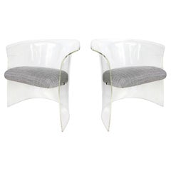 Vintage Vladimir Kagan Lucite Barrel Back Chairs, Pair, 1970s