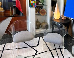 Vintage Vladimir Kagan Lucite Barrel Back Chairs, Pair, 1970s