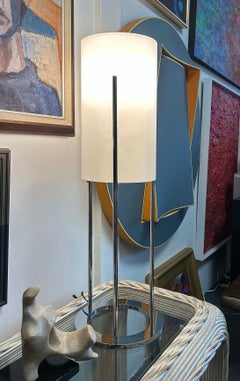 1960s Minimalist Chrome Acrylic Table Lamp, Paul Mayen for Habitat
