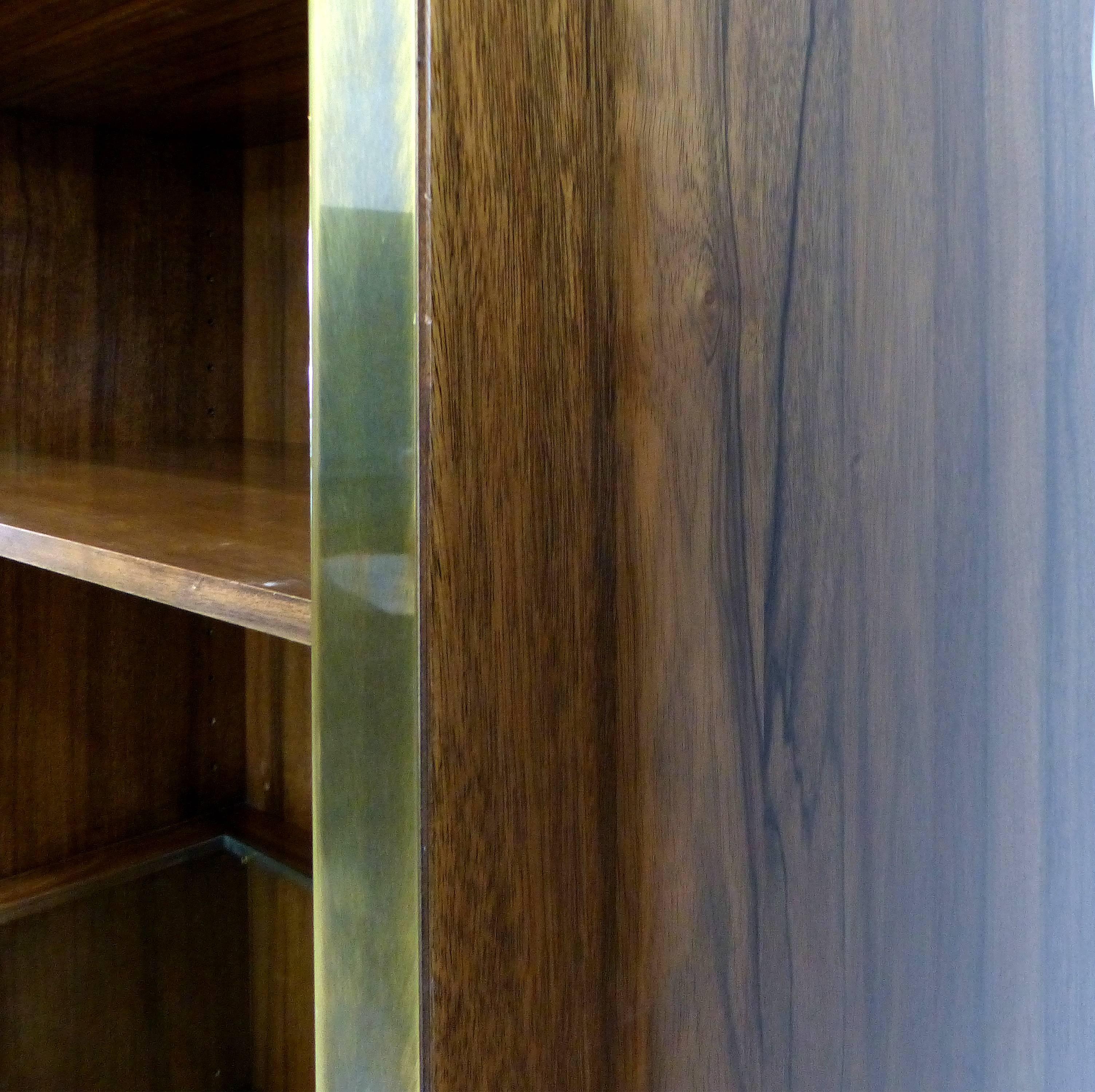 Mid-Century Modern Mastercraft Rosewood and Brass Bookcases 3
