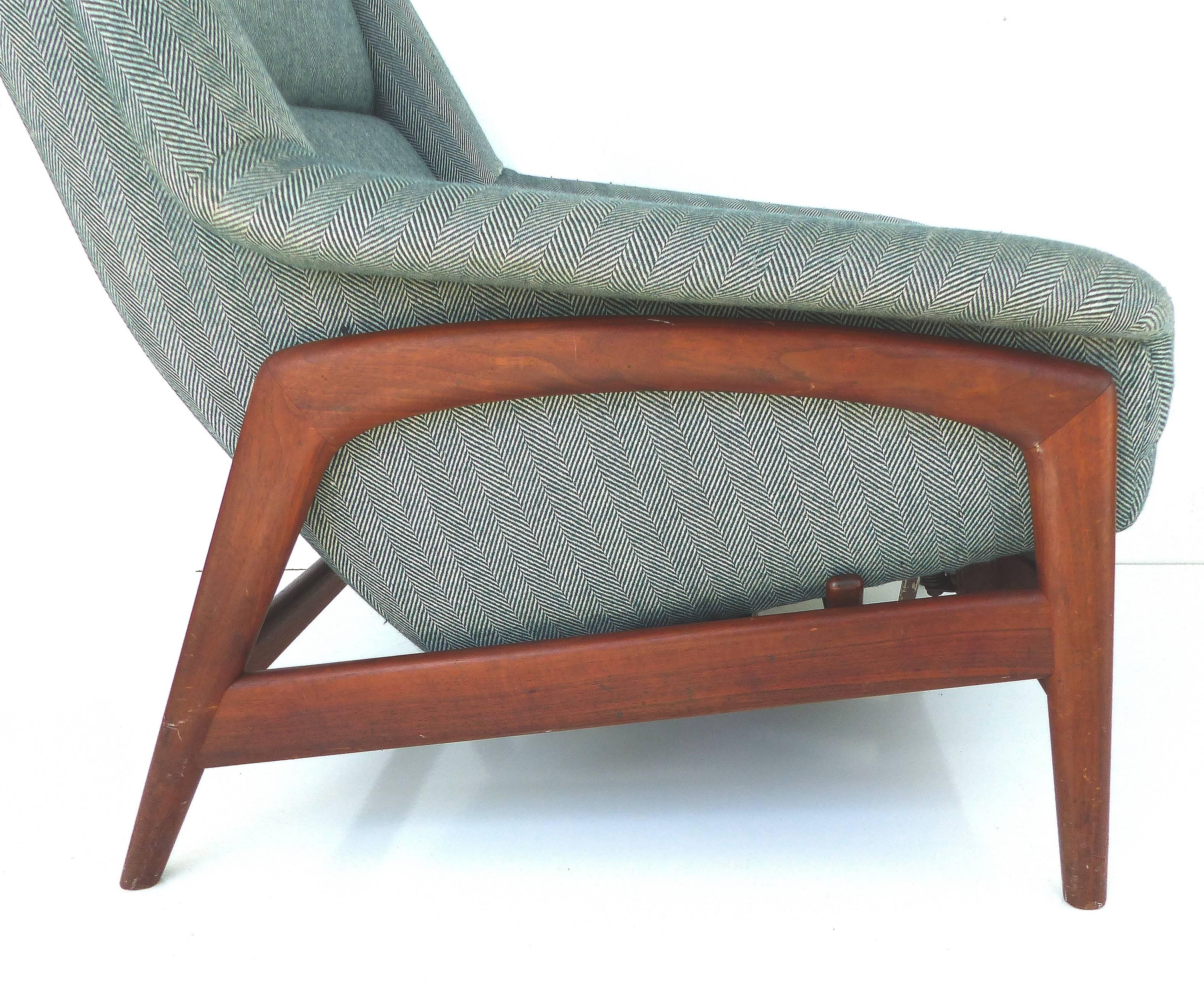 Swedish DUX Reclining Lounge Chair and Ottoman