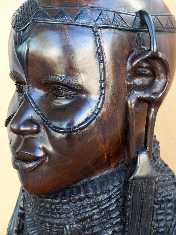 20th Century Large Finely Carved African Solid Ebony Sculpture at