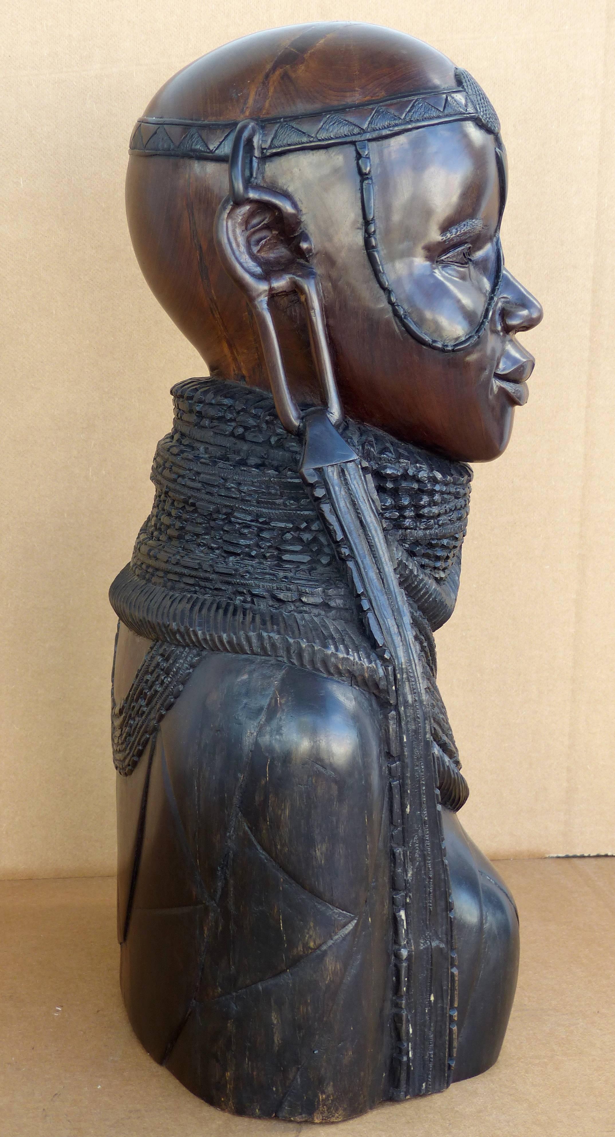 Tribal 20th Century Large Finely Carved African Solid Ebony Sculpture