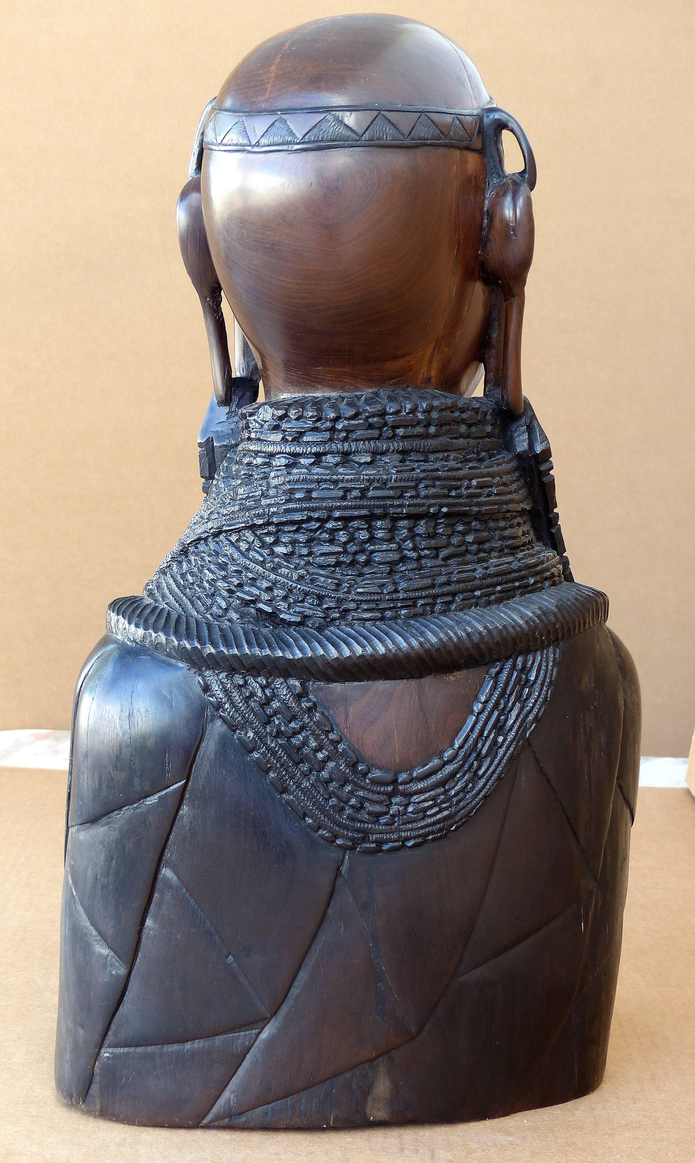 20th Century Large Finely Carved African Solid Ebony Sculpture 2