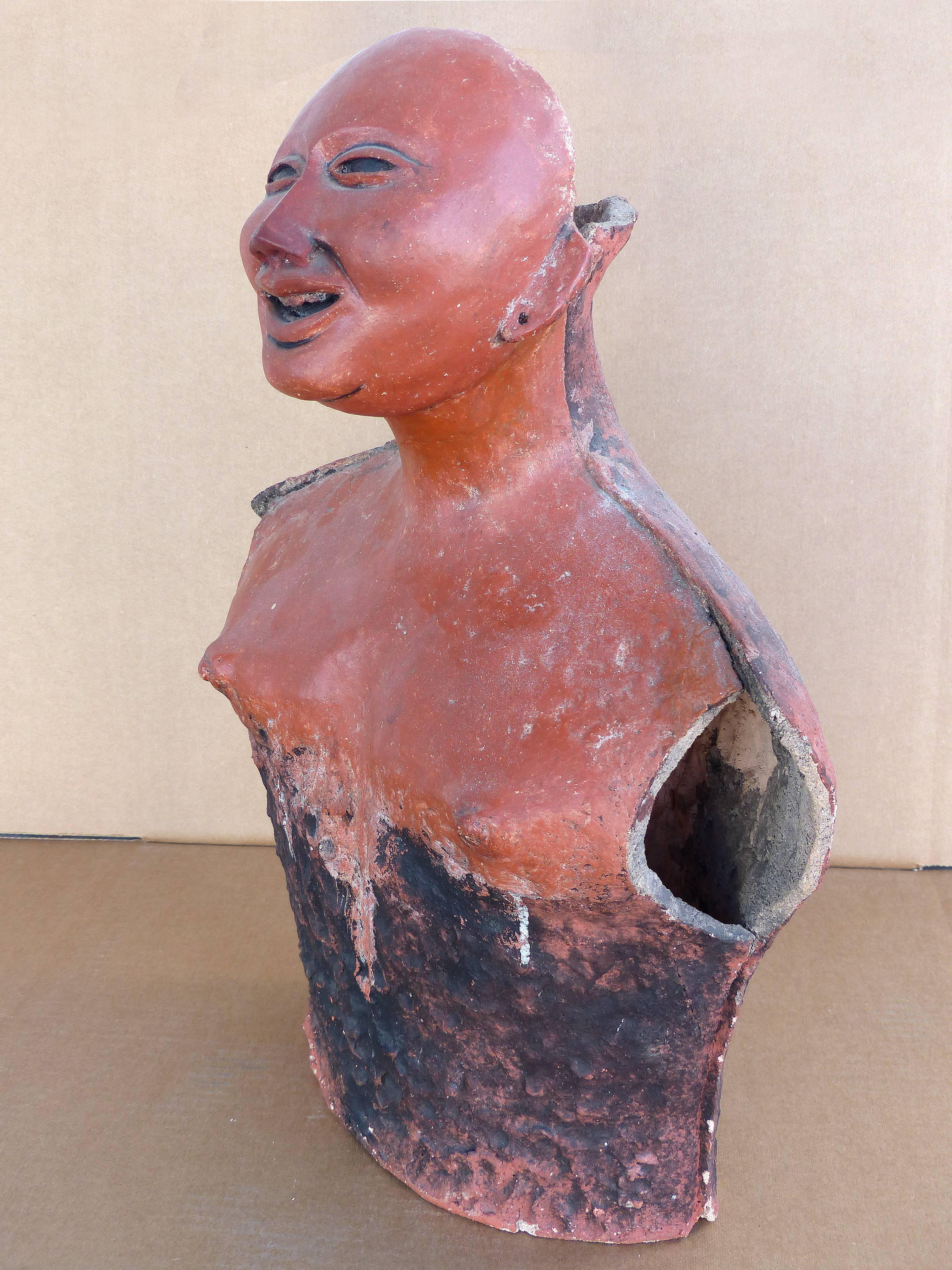 Fired Jorge Marin 20th Century Terracotta Sculpture, Mayan Influenced For Sale