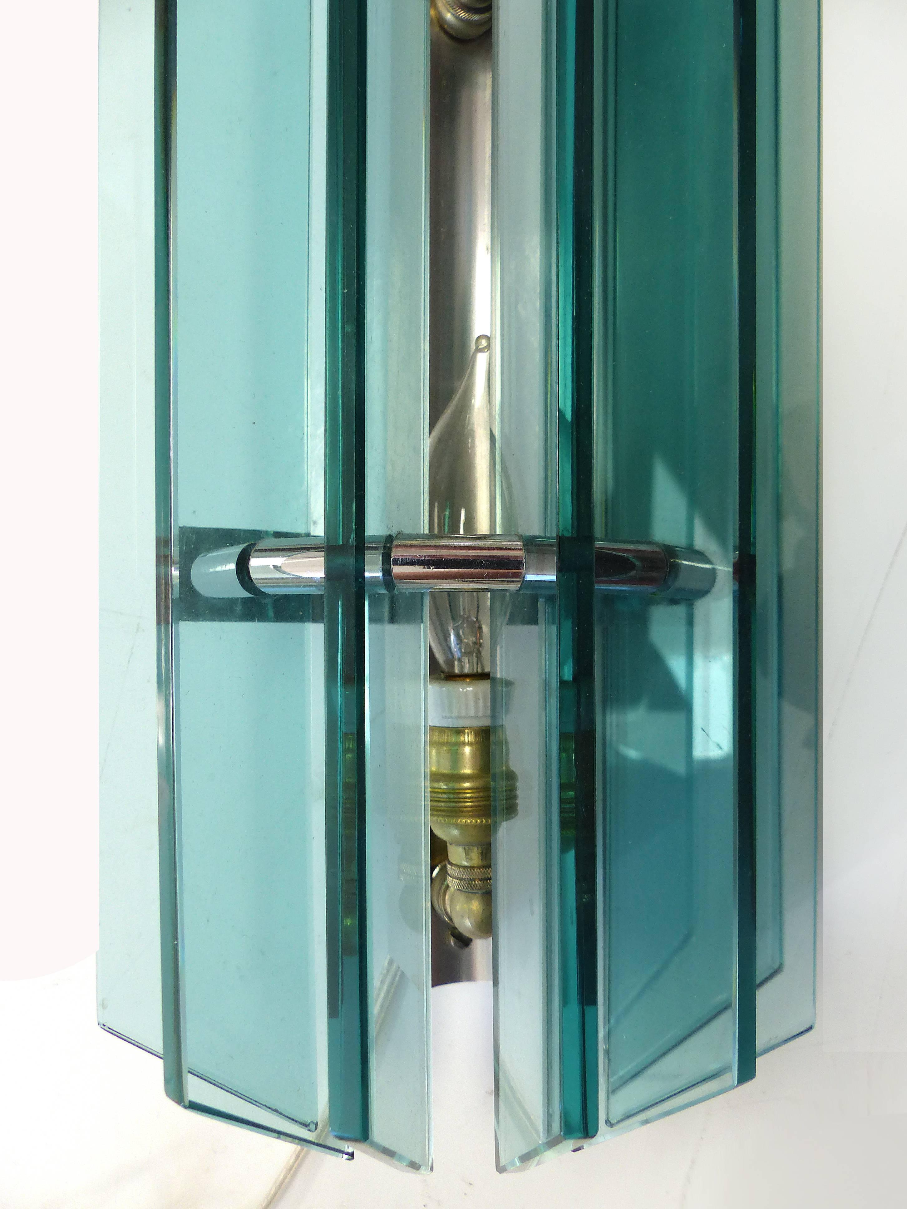 20th Century Veca Mid-Century Modern Pair of Italian Glass Sconces