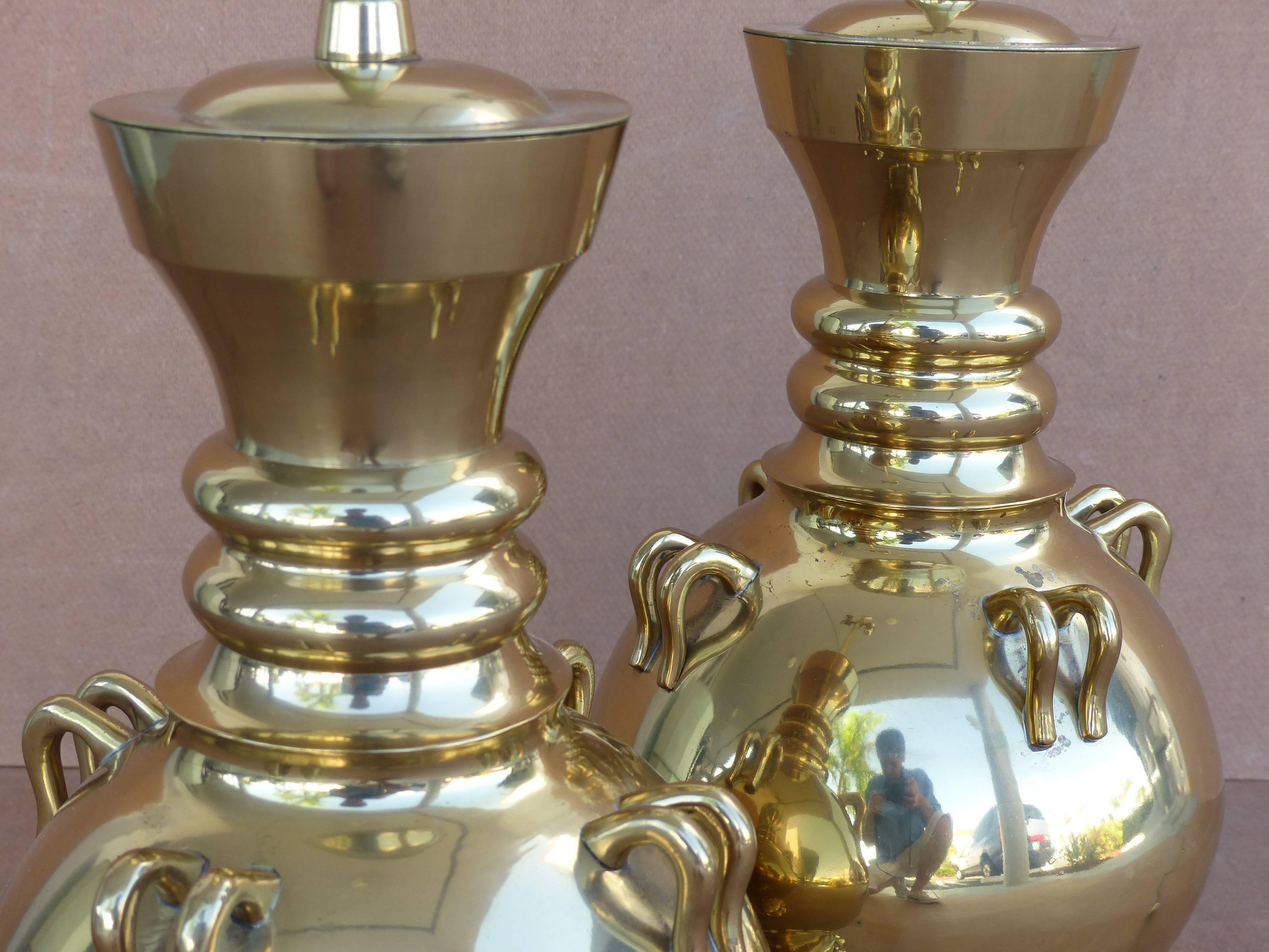 20th Century Mid-Century Modern Marbro Brass Vessel Form Table Lamps