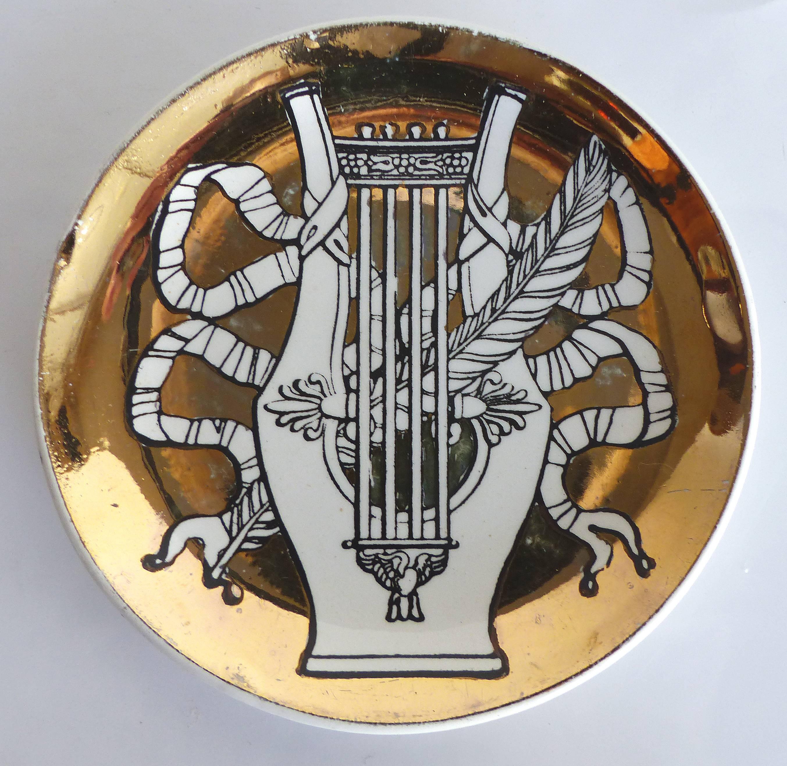 Italian 1960s Set of Fornasetti Milano Musicalia Ceramic Coasters