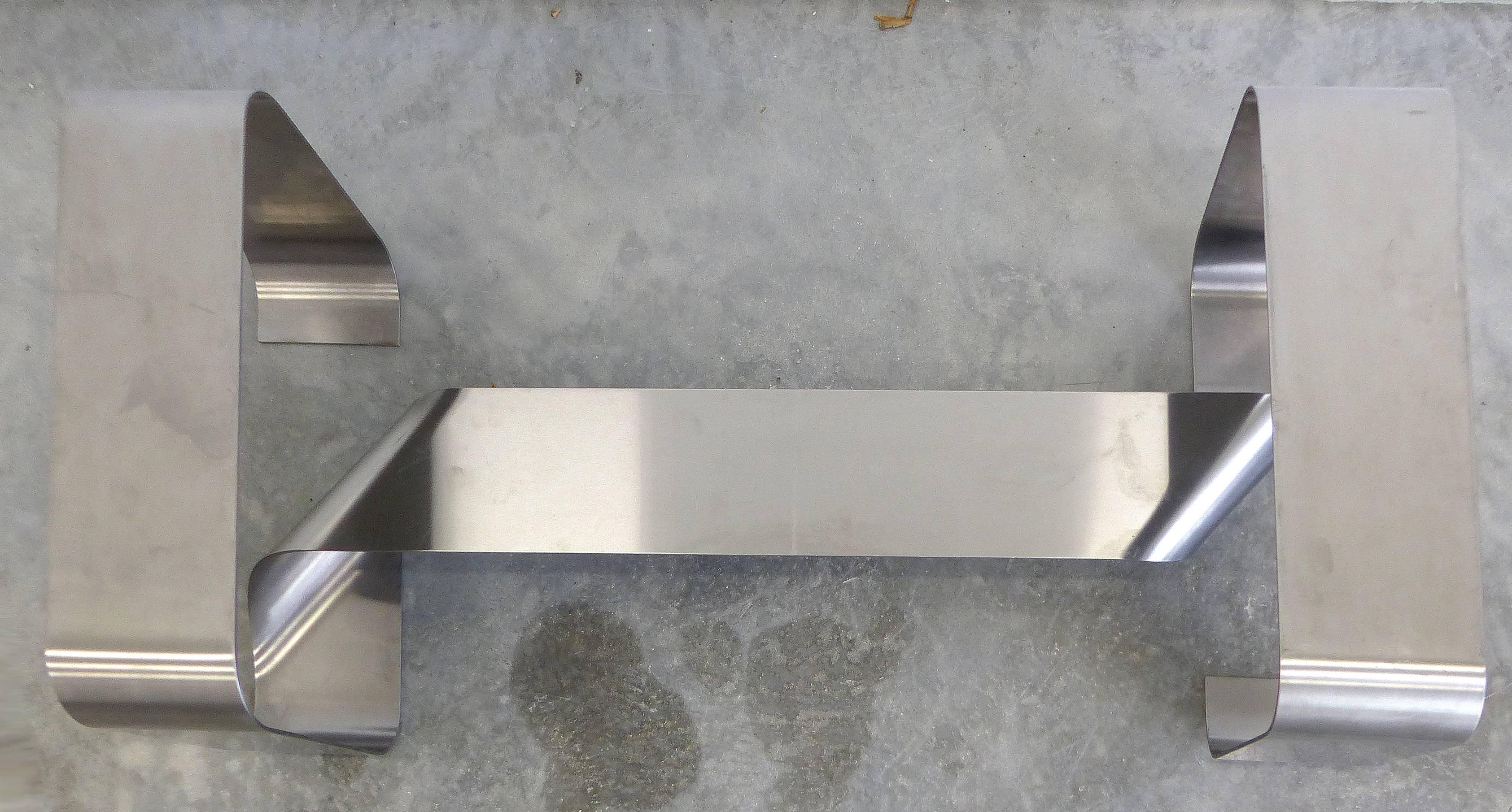 French Mid-Century Stainless Steel Ribbon Coffee Table Attributed to Michel Boyer